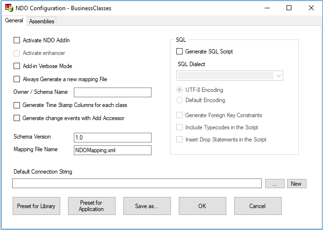 NDO Configuration Dialog